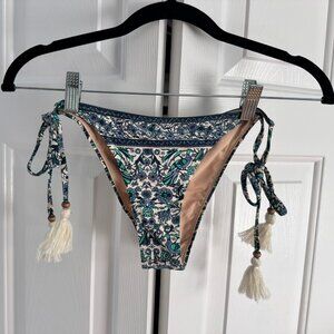 SPELL & THE GYPSY Gypset Tassel Bikini Bottom Teal Womens Medium